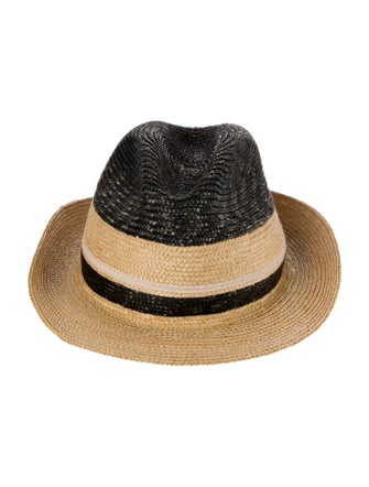 Prada Stripe Straw Fedora