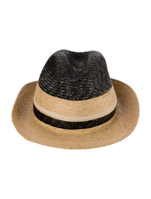 Prada Stripe Straw Fedora