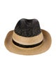 Prada Stripe Straw Fedora