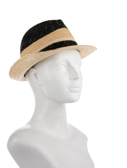 Prada Stripe Straw Fedora
