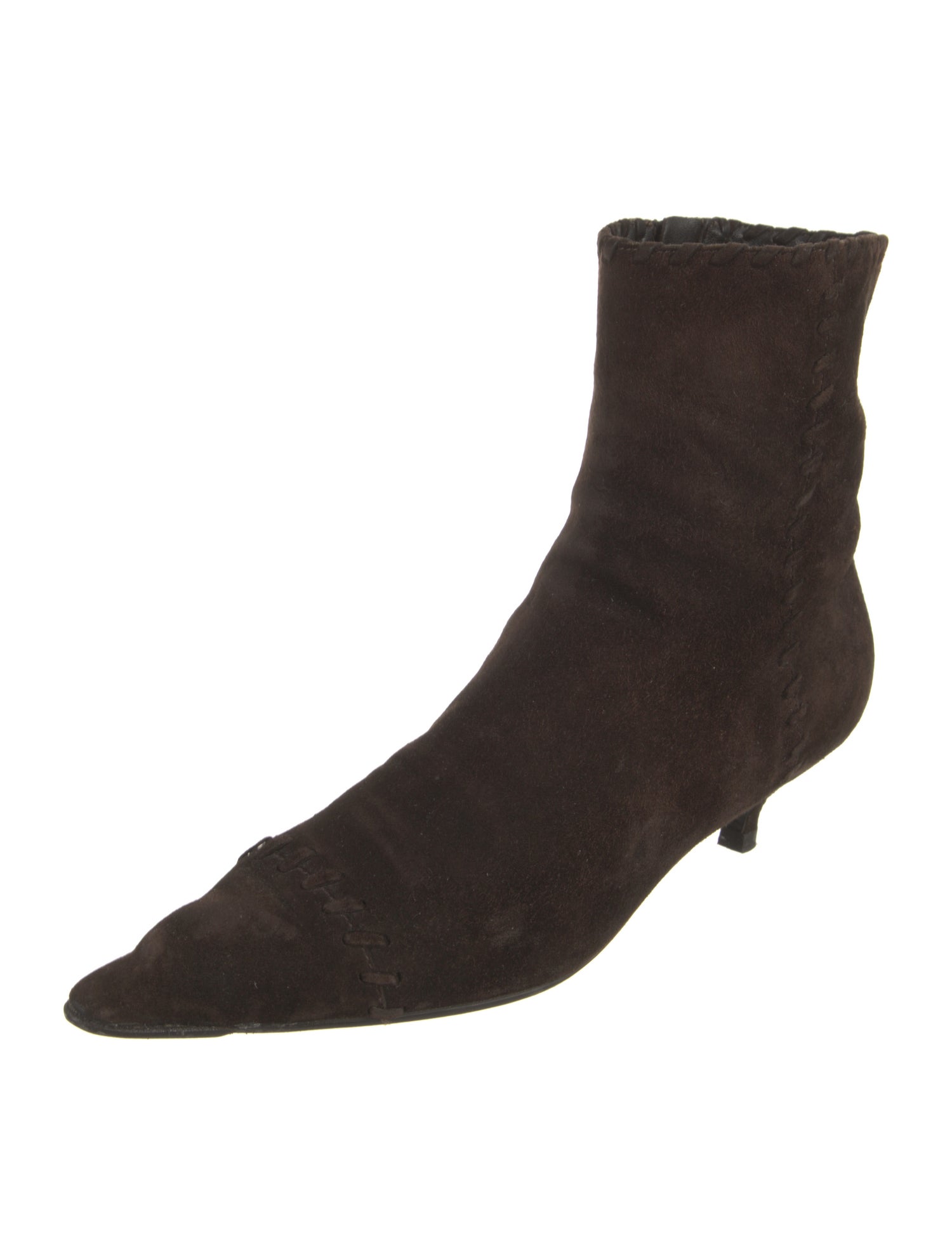 Prada Suede Whipstitch Trim Boots