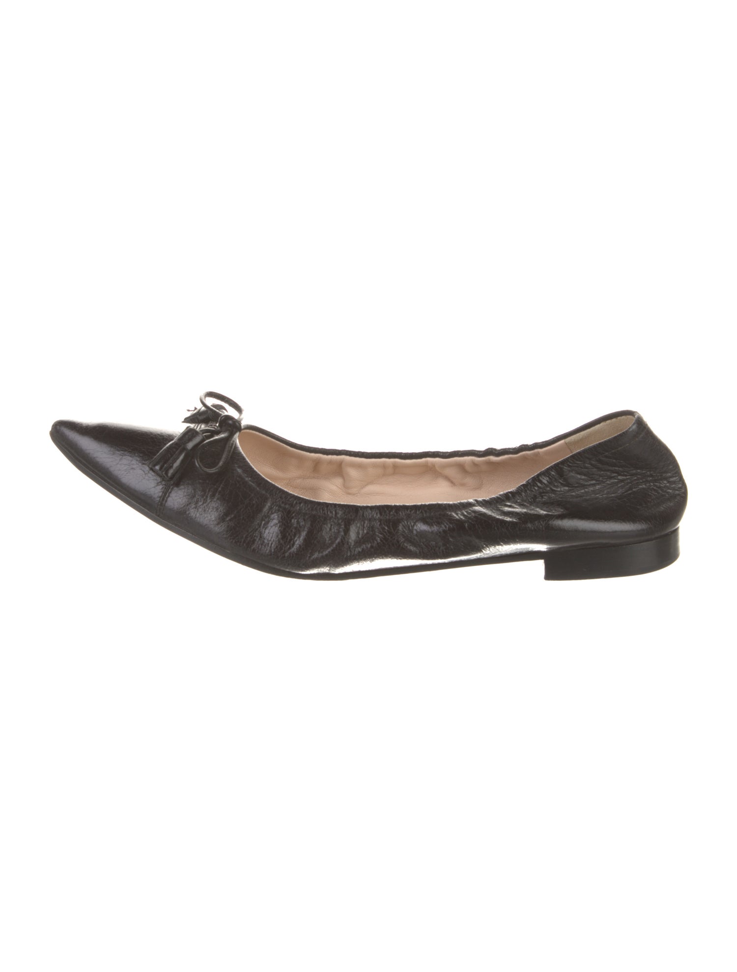 Prada Leather Bow Accents Ballet Flats