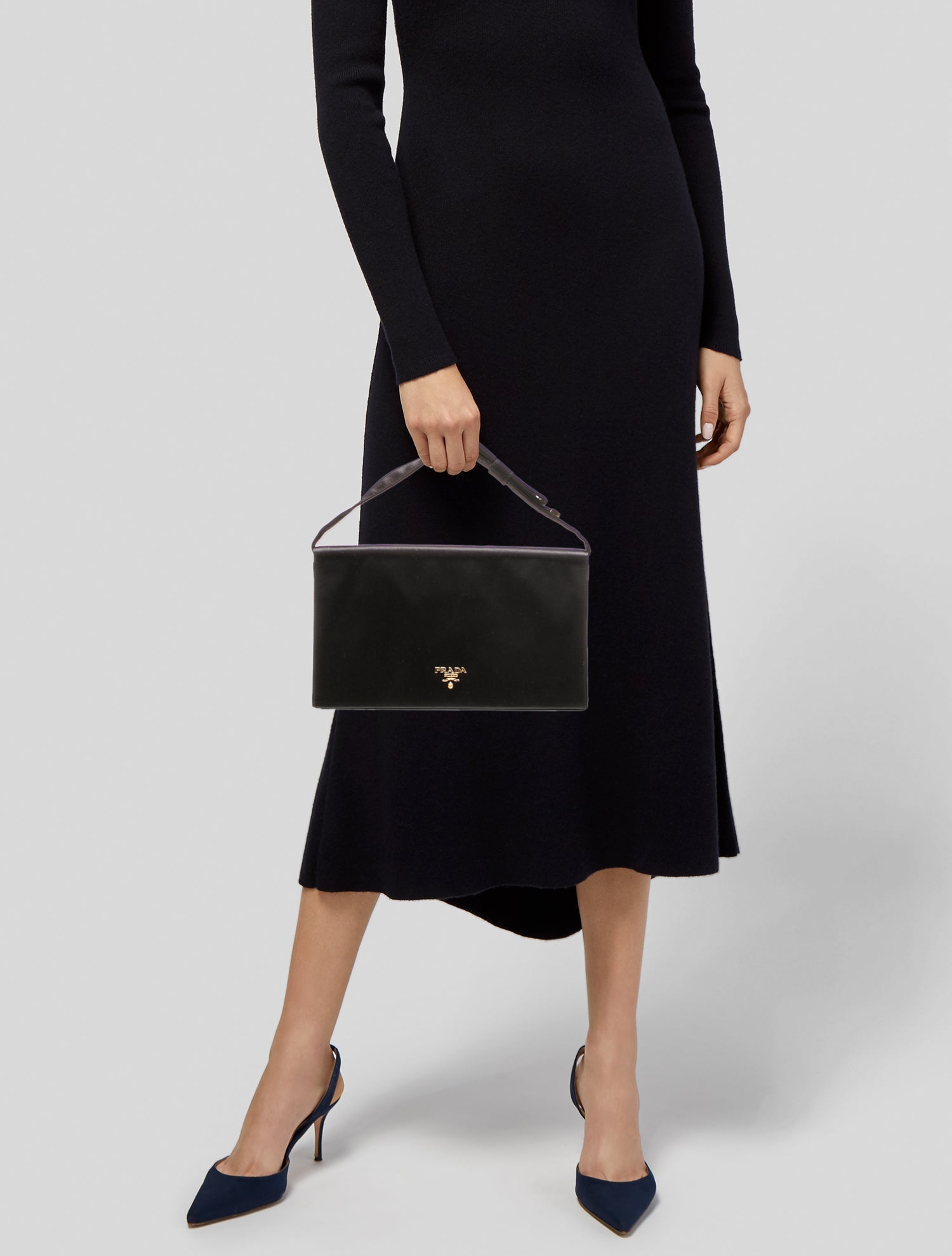 Prada Enameled Metal Triangle Top Handle Bag