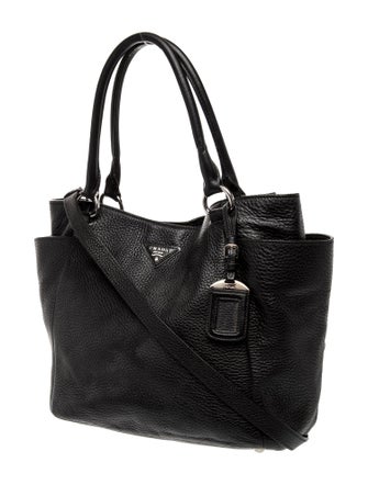 Prada Enameled Metal Triangle Vitello Daino Shoulder Bag