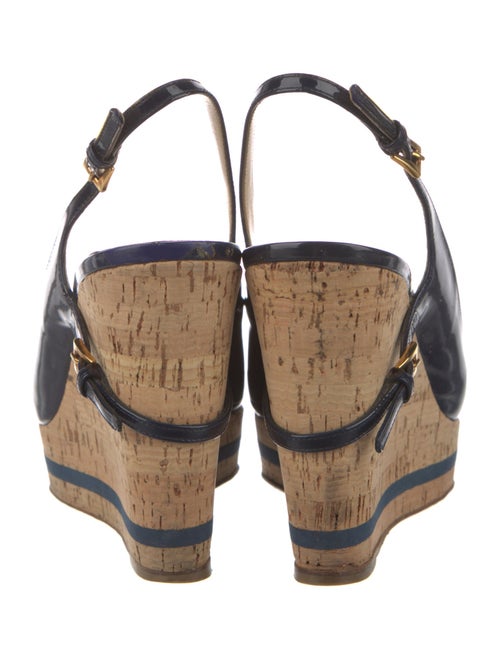 Prada Patent Leather Colorblock Pattern Slingback Sandals