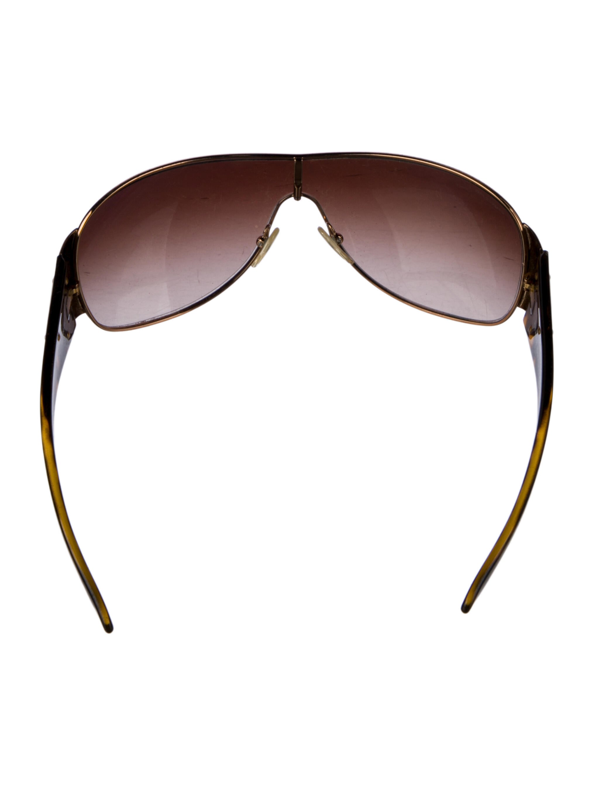 Prada Enameled Metal Triangle Shield Sunglasses