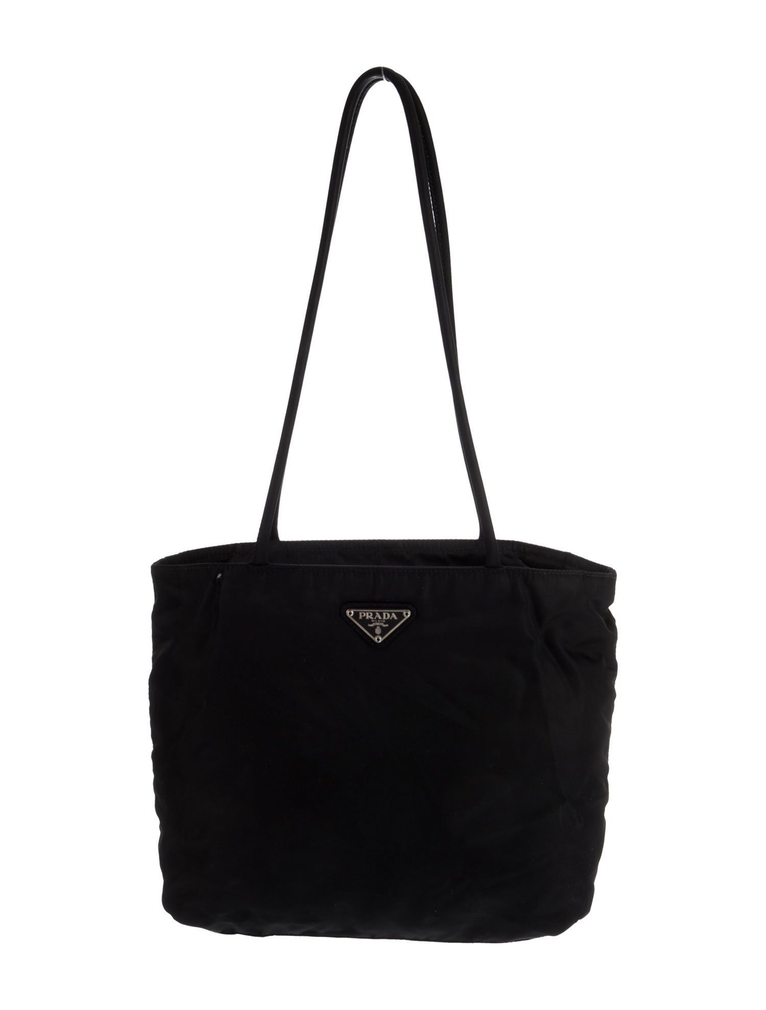 Prada Enameled Metal Triangle Tessuto City Vintage