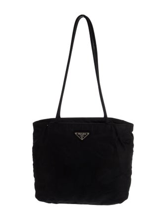 Prada Enameled Metal Triangle Tessuto City Vintage