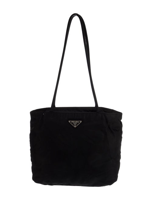 Prada Enameled Metal Triangle Tessuto City Vintage