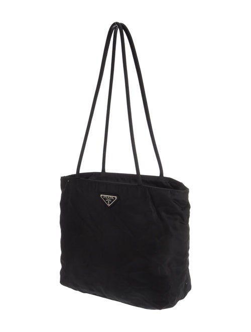 Prada Enameled Metal Triangle Tessuto City Vintage