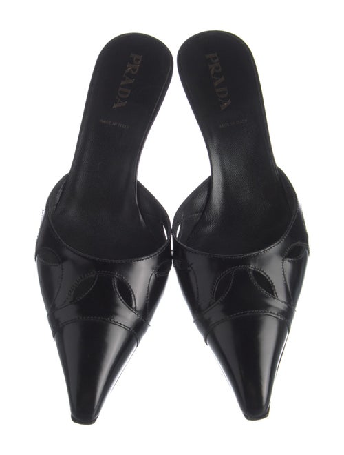 Prada Leather Cutout Accent Mules