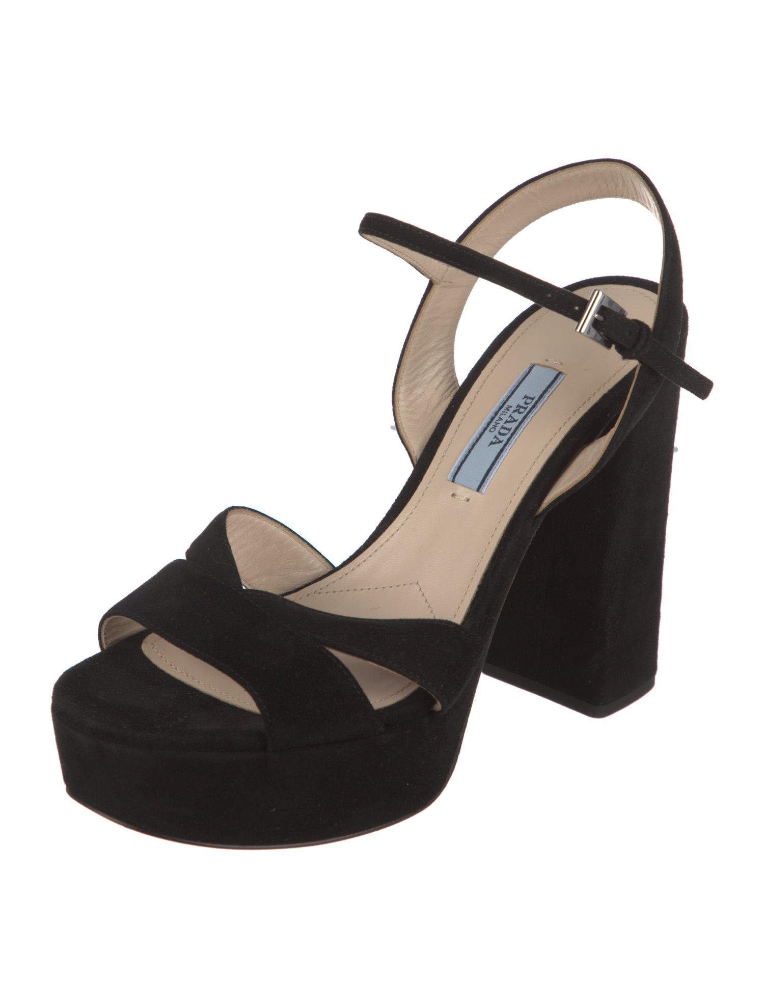 Prada Suede Cutout Accent Sandals