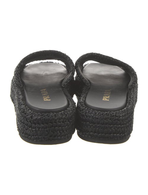 Prada Enameled Metal Triangle Straw Espadrilles