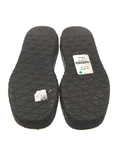 Prada Enameled Metal Triangle Straw Espadrilles