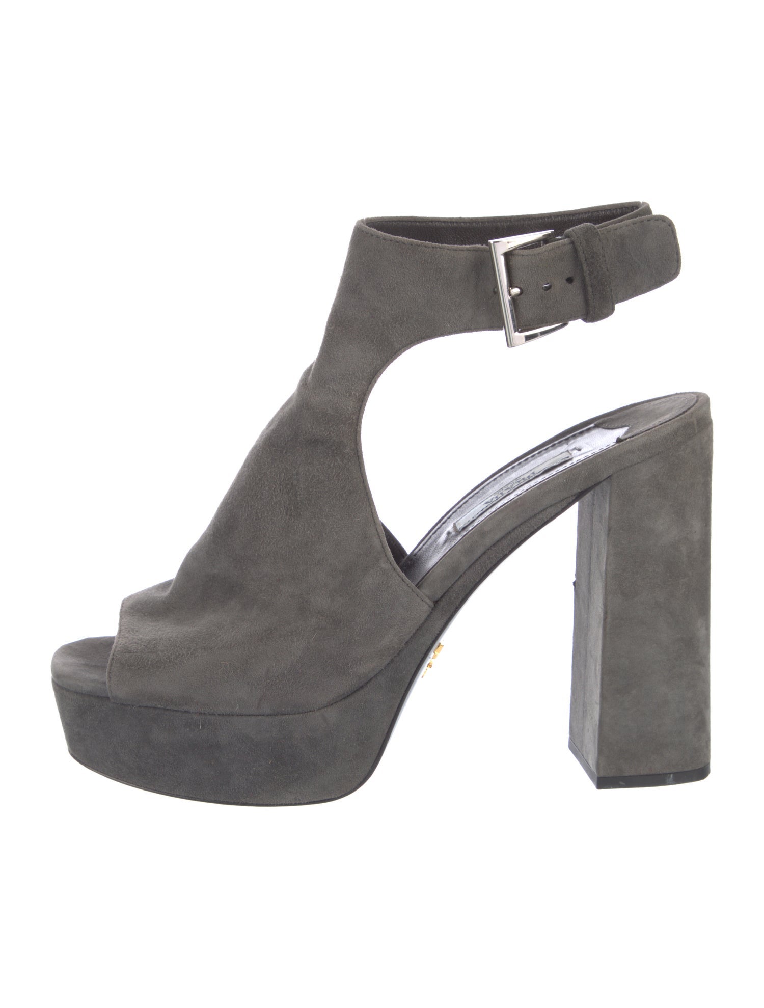 Prada Suede Keyhole Accent Sandals