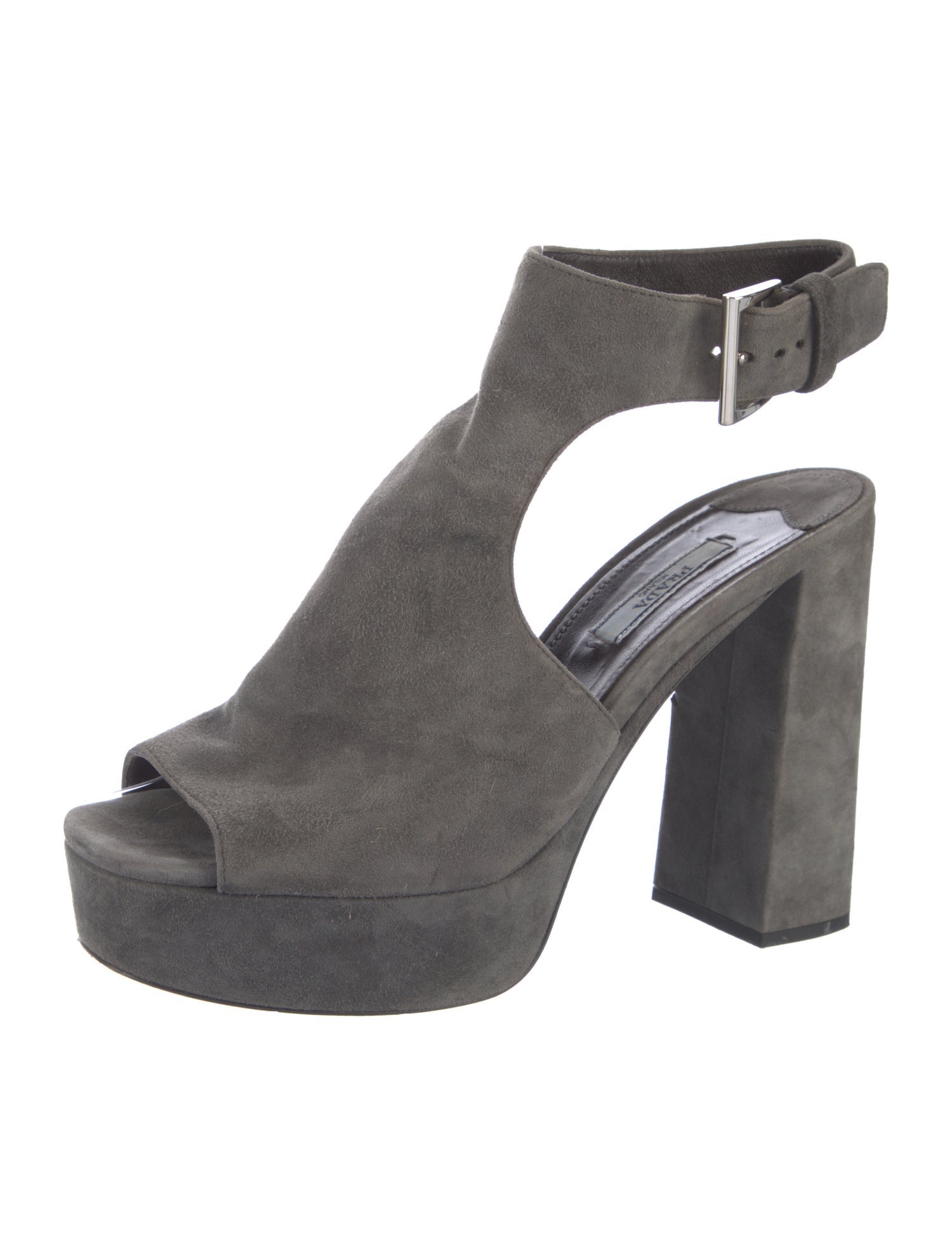 Prada Suede Keyhole Accent Sandals