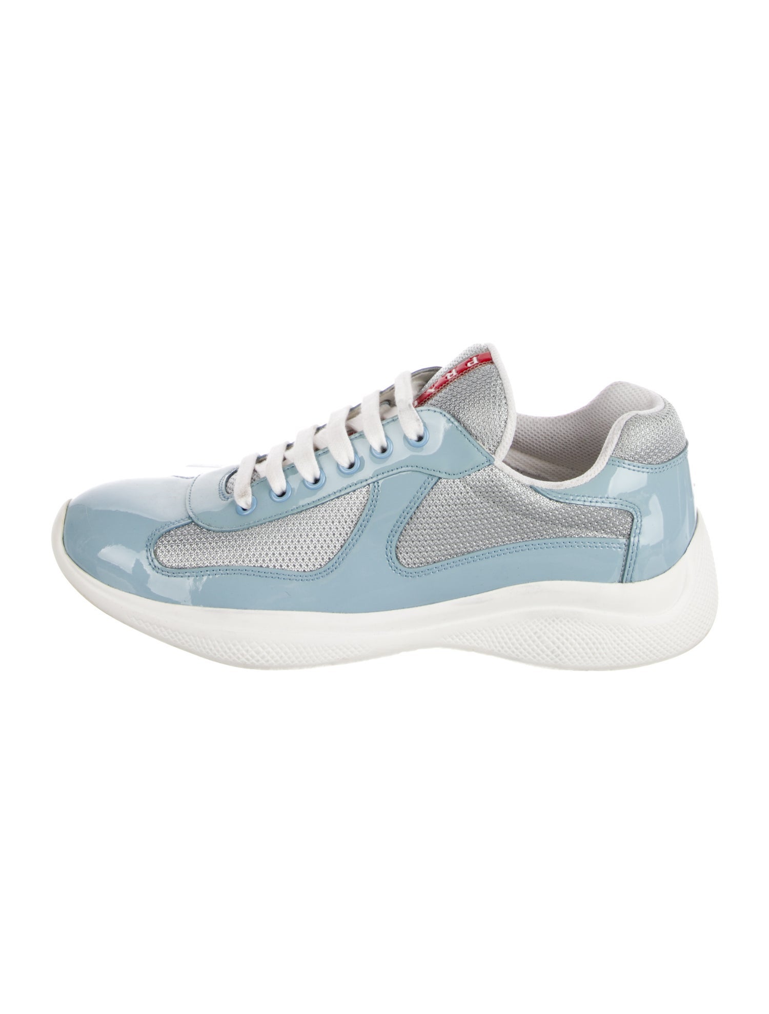 Prada Patent Leather Colorblock Pattern Sneakers