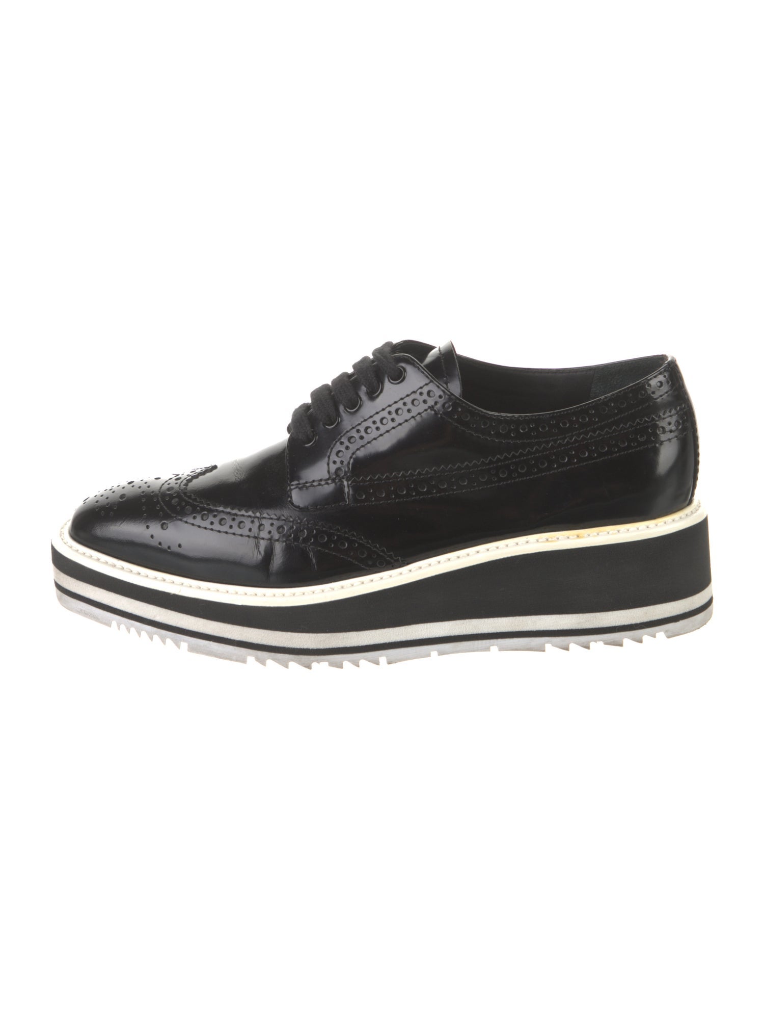 Prada Patent Leather Lasercut Accents Sneakers