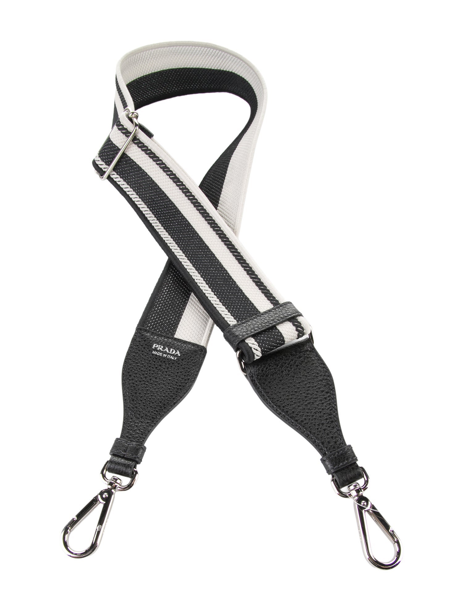 Prada Canvas Leather Trimmed Bag Strap