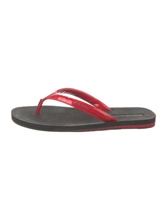 Prada Patent Leather Colorblock Pattern Flip Flops