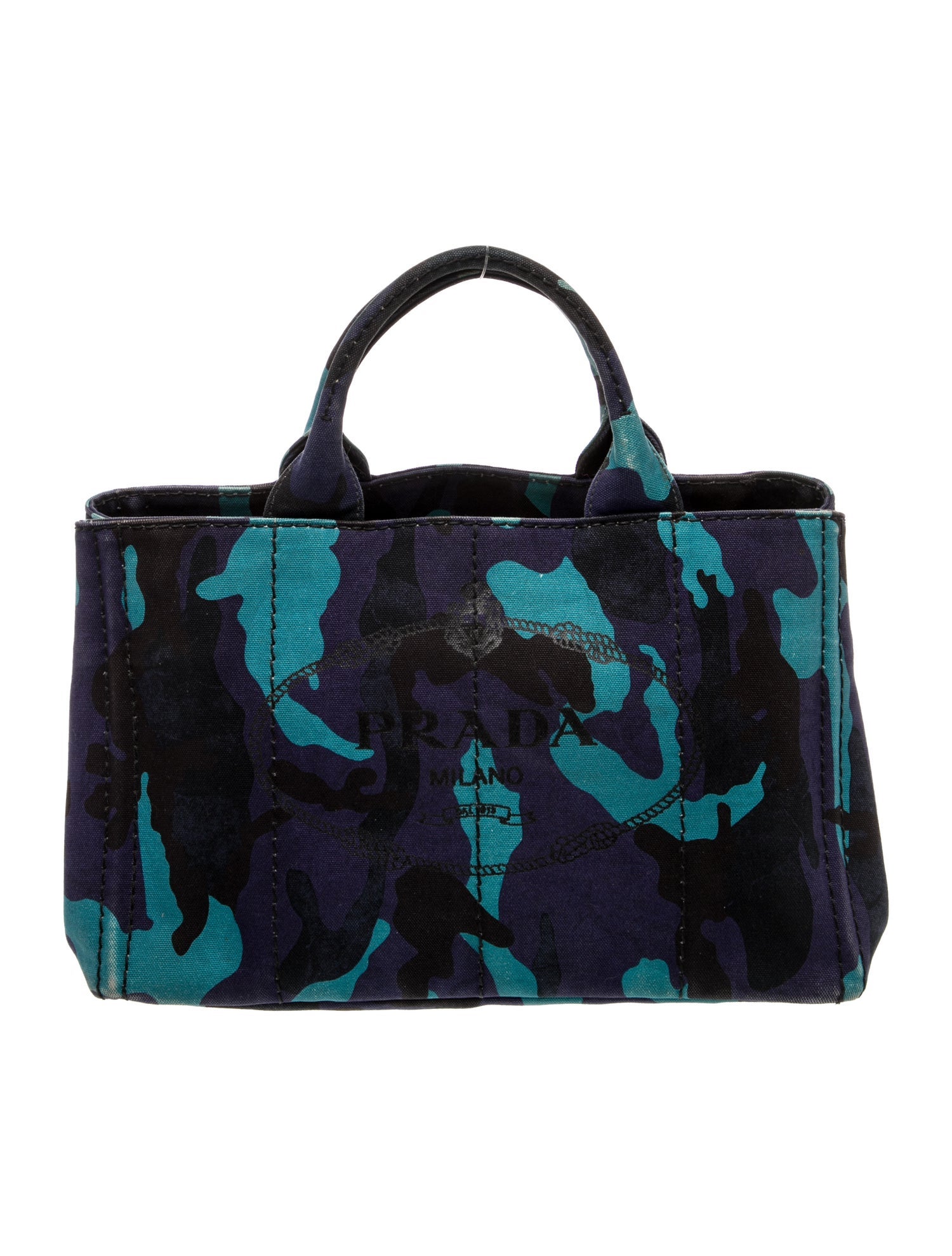 Prada Enameled Metal Triangle Top Handle Bag