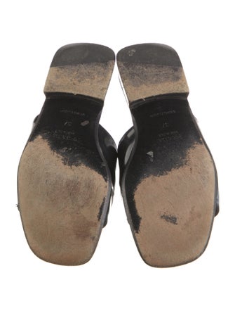 Prada Patent Leather Chain-Link Accents Slides