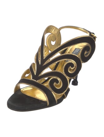 Prada Suede Cutout Accent Slingback Sandals