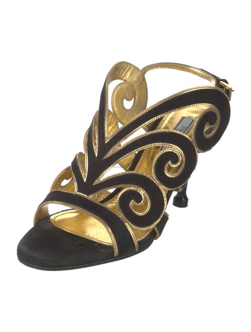 Prada Suede Cutout Accent Slingback Sandals