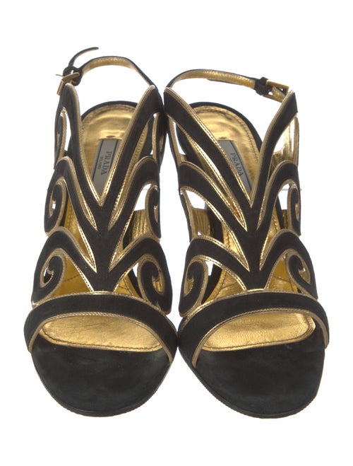 Prada Suede Cutout Accent Slingback Sandals