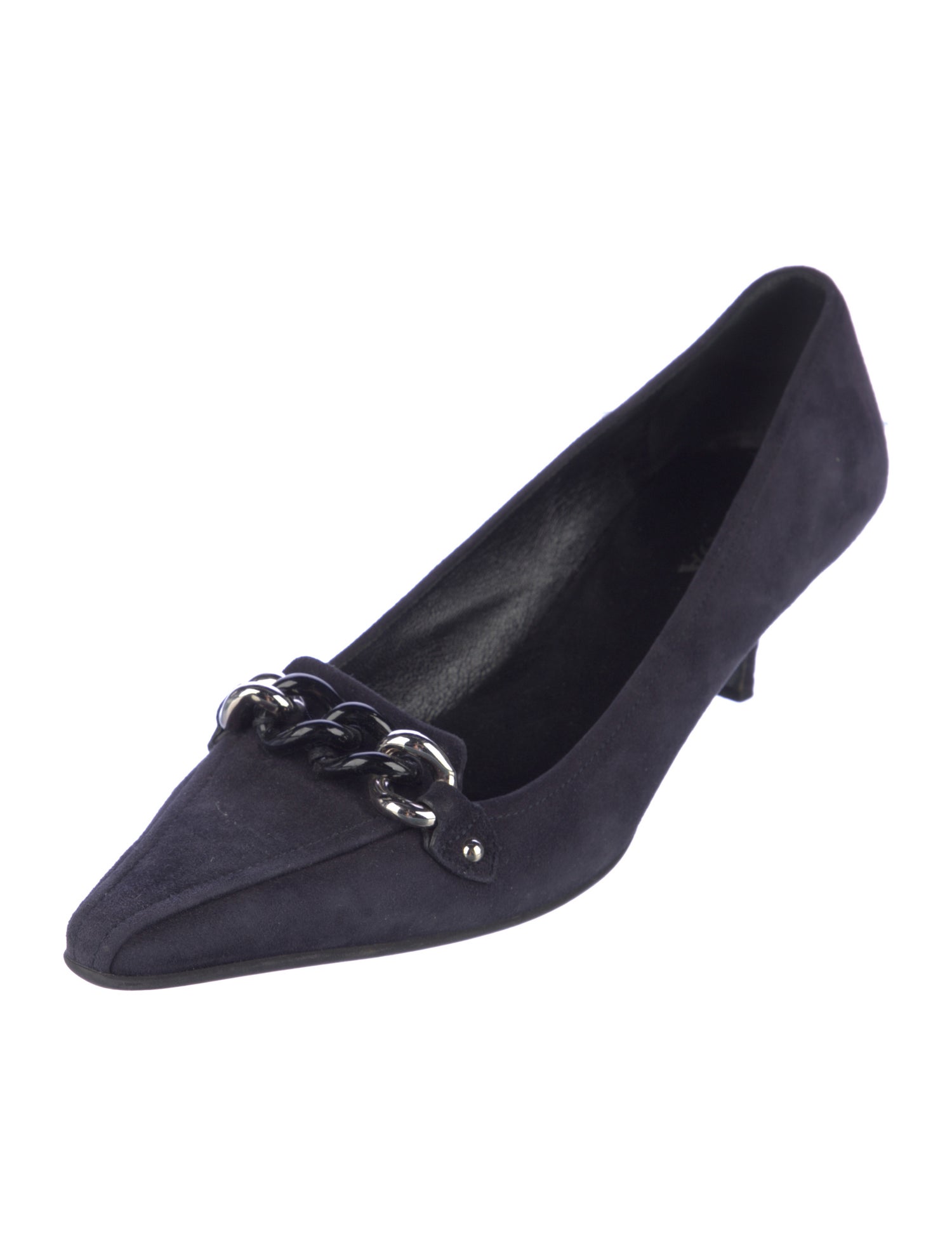 Prada Suede Chain-Link Accents Pumps