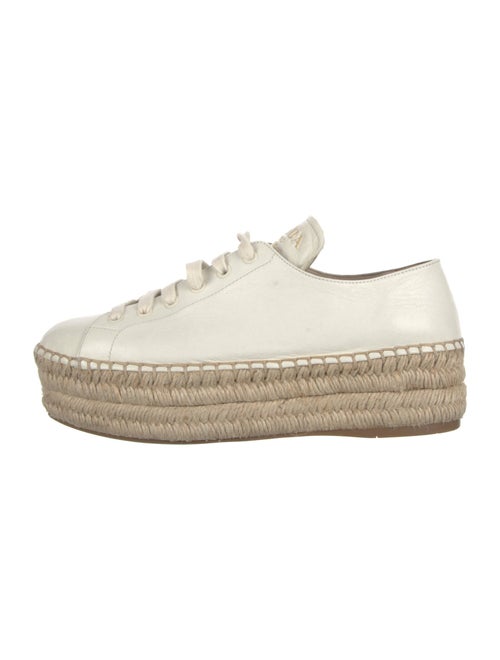 Prada Leather Whipstitch Trim Espadrille Sneakers