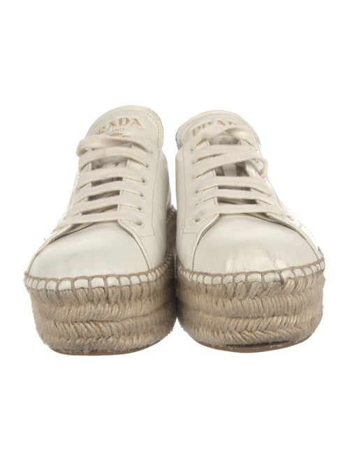 Prada Leather Whipstitch Trim Espadrille Sneakers