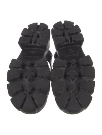 Prada Monolith Enameled Metal Triangle Slingback Sandals