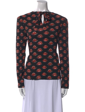 Prada Printed Crew Neck Top