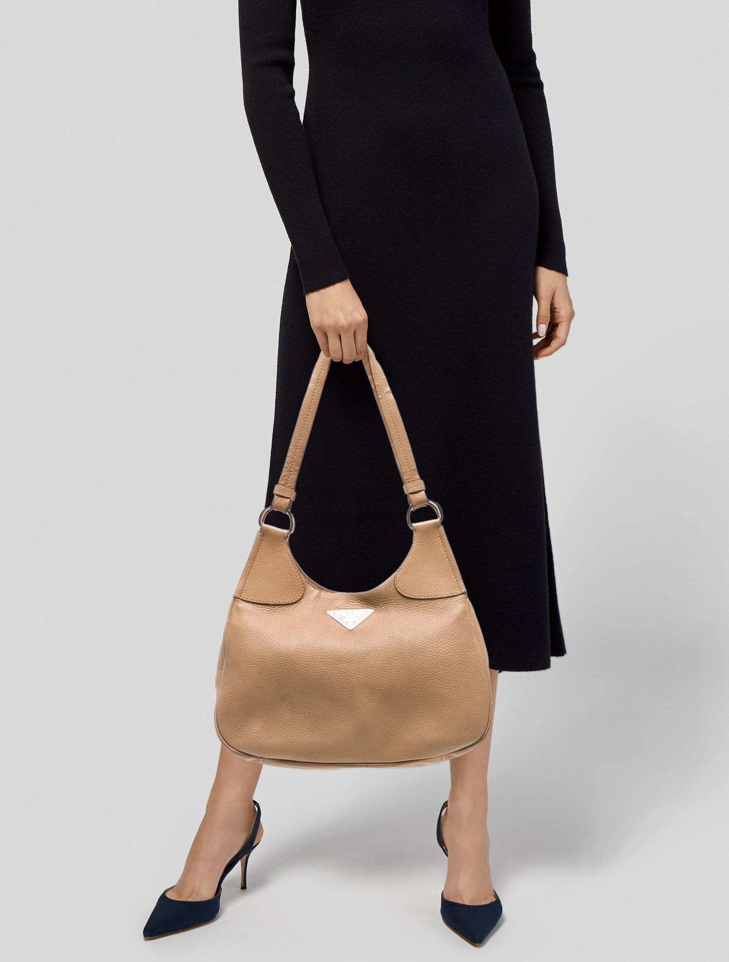 Prada Enameled Metal Triangle Shoulder Bag