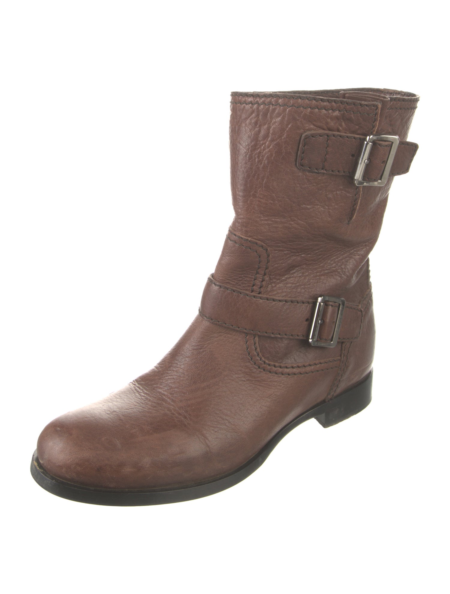 Prada Leather Moto Boots