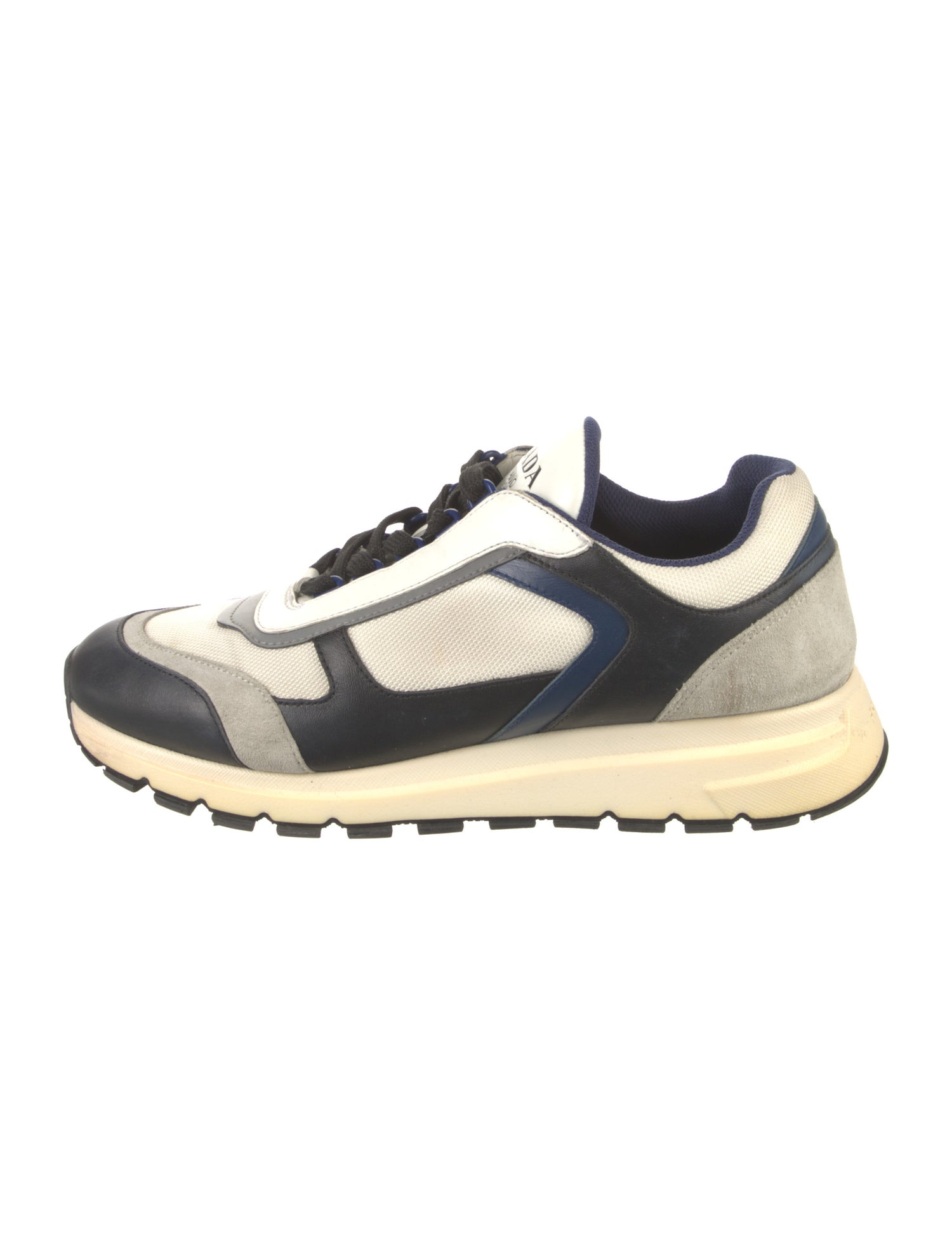 Prada Leather Colorblock Pattern Sneakers