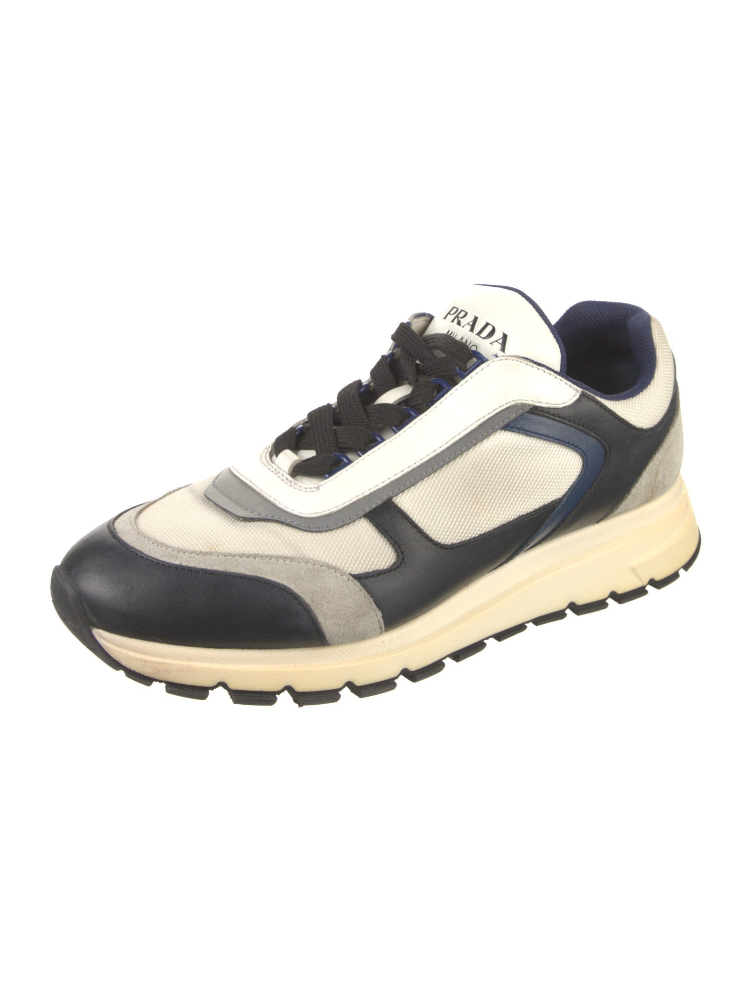 Prada Leather Colorblock Pattern Sneakers