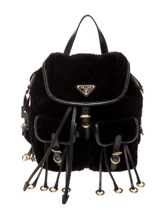 Prada Enameled Metal Triangle Front Pocket Backpack Small