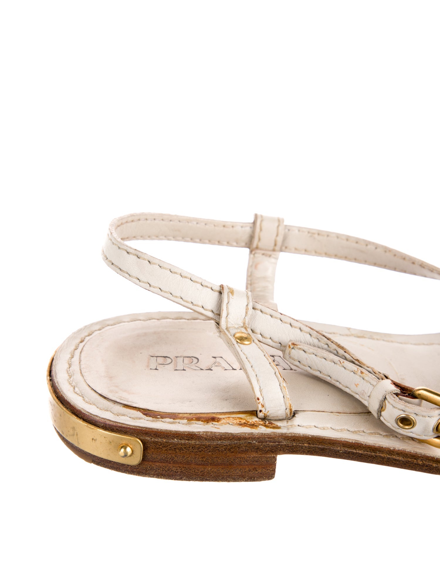 Prada Leather T-Strap Sandals