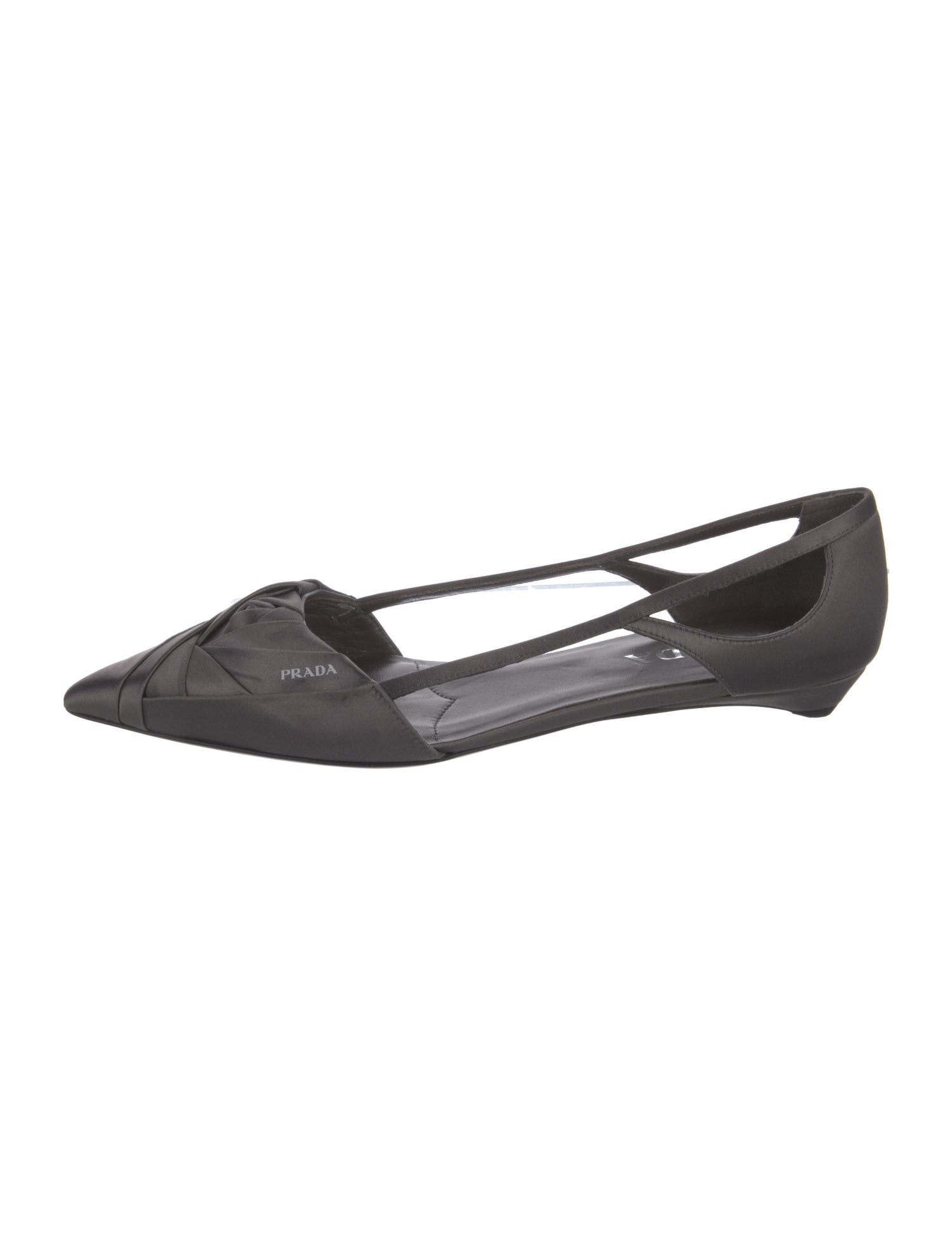 Prada Satin Pleated Accents D'Orsay Flats