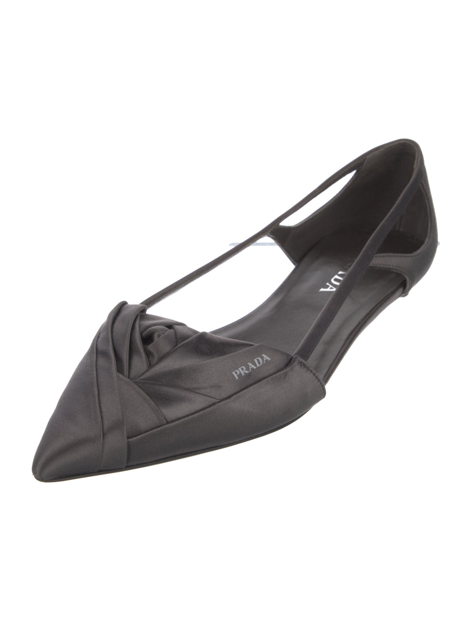 Prada Satin Pleated Accents D'Orsay Flats