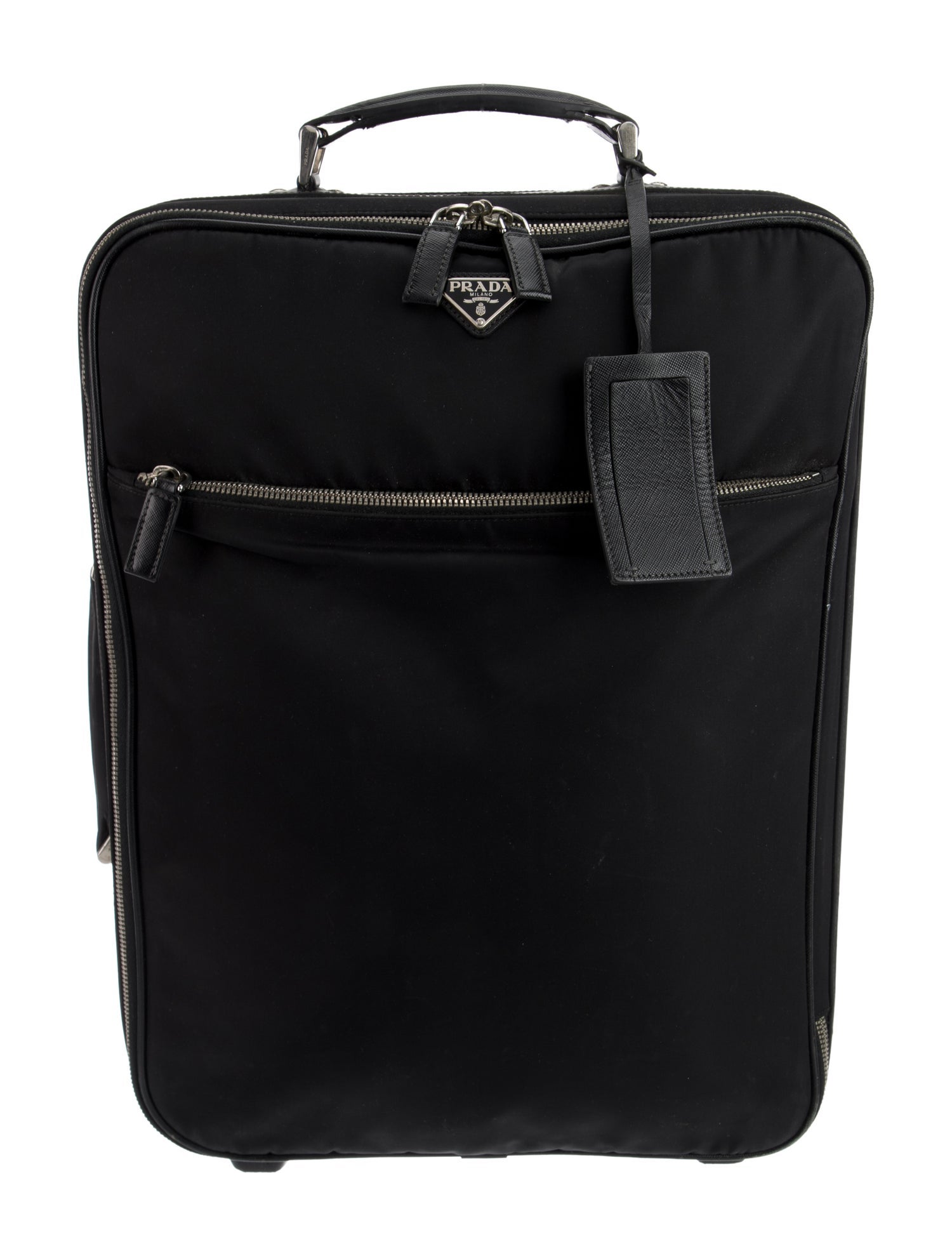 Prada Saffiano-Trimmed Tessuto Rolling Suitcase