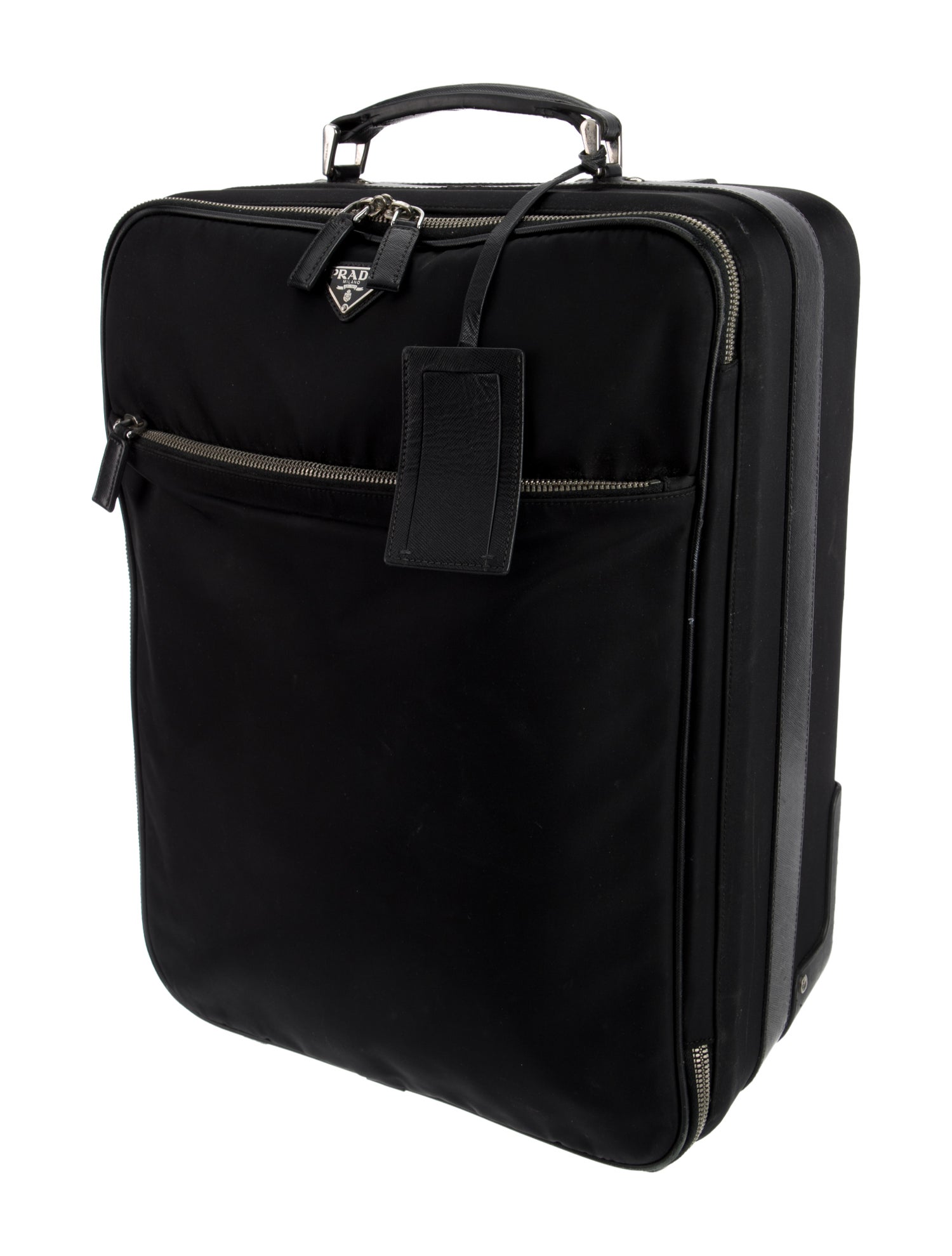 Prada Saffiano-Trimmed Tessuto Rolling Suitcase