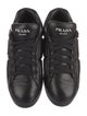Prada Enameled Metal Triangle Leather Sneakers