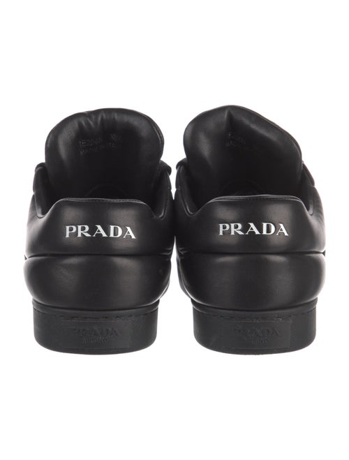 Prada Enameled Metal Triangle Leather Sneakers