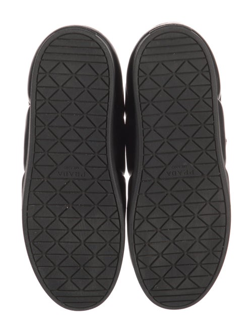 Prada Enameled Metal Triangle Leather Sneakers
