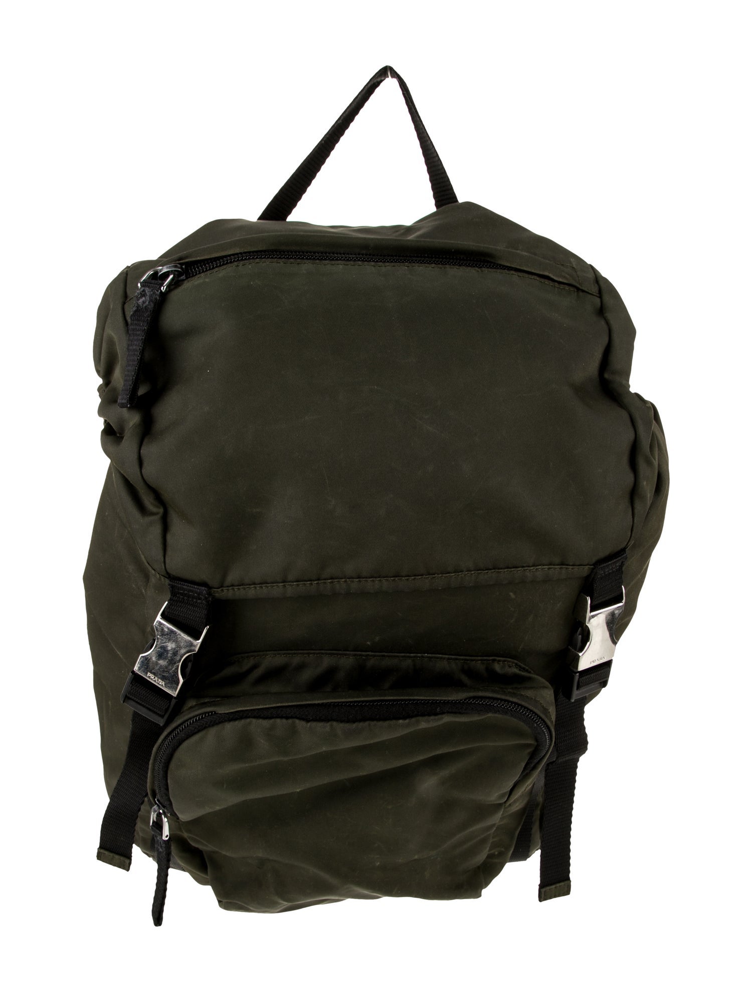 Prada Enameled Metal Triangle Backpack