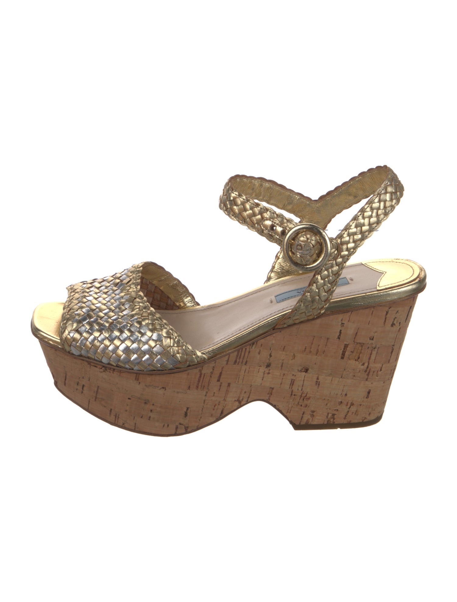 Prada Leather Braided Accents Sandals