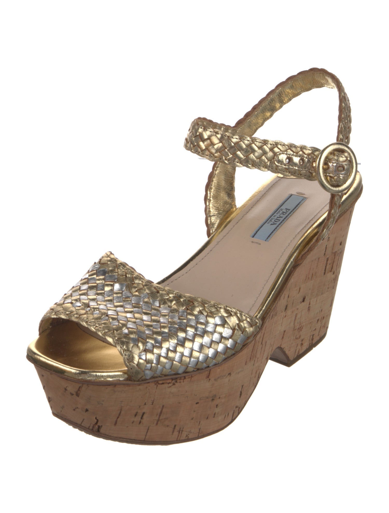 Prada Leather Braided Accents Sandals